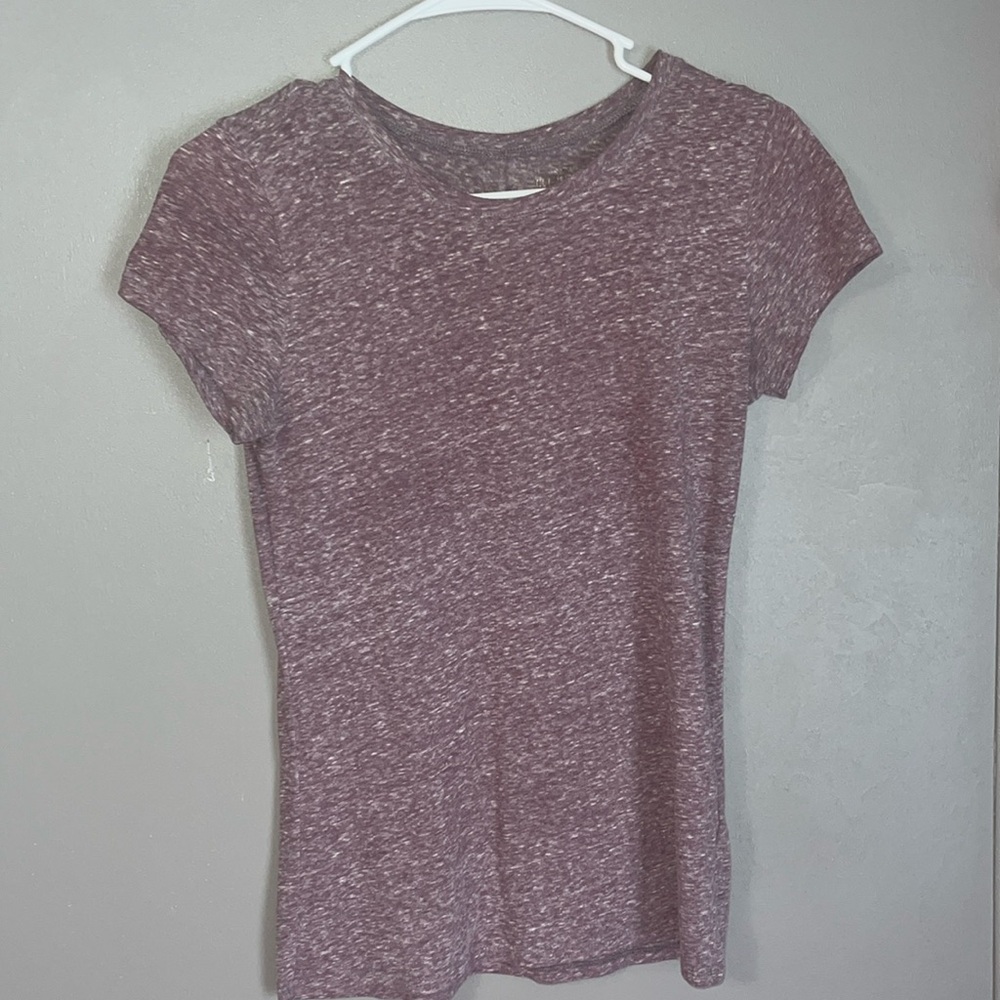 tight fitting purple tee